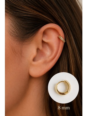 Sacce Scarves & Accessories Gold Bombeli Taşlı Halka Piercing Tragus Forward Helix Daith Helix