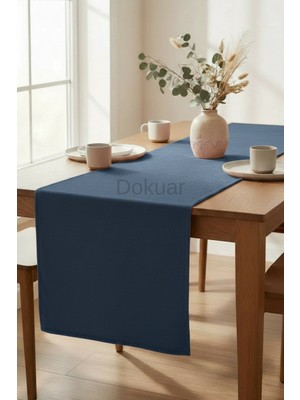 Dokuar Kadife Dokulu Premium Düz Polyester Masa Runner