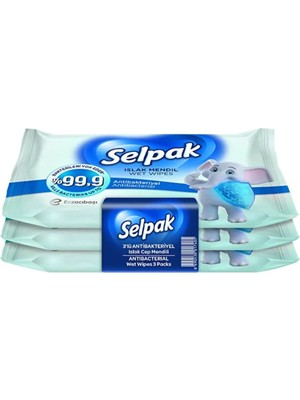 3 Adet Selpak Islak Cep Mendili Antibakteriyel 3'lü