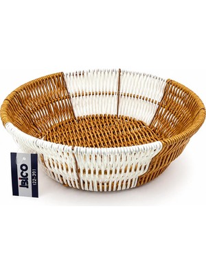 SS Home Concept Yuvarlak Hasır K.rengi - Beyaz Ekmek Sepeti 25CM