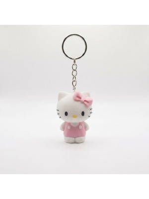 Sevimli Figür Pembe Kurdeleli Kedi Çanta Süsü Hediyelik Anahtarlık (Hello Kitty Temalı)