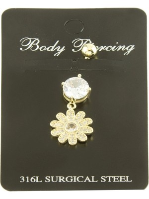 Pileli Store Papatya Zirkon Taşlı Göbek Piercing 1 Adet