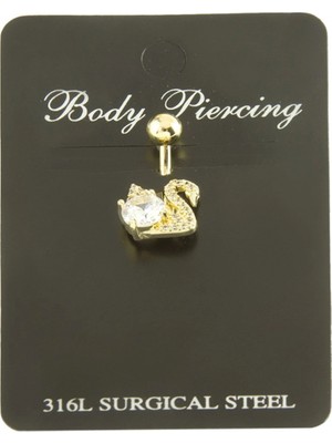 Pileli Store Kuğu Zirkon Taşlı Göbek Piercing 1 Adet