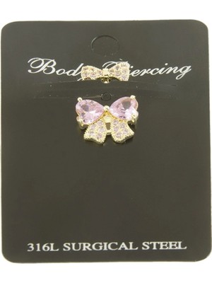Pileli Store Fiyong Zirkon Taşlı Göbek Piercing 1 Adet