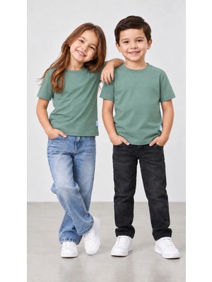 Babito Store %100 Pamuk Unisex Çocuk Bisiklet Yaka Uzun Kollu Basic Badi 2-10 Yaş