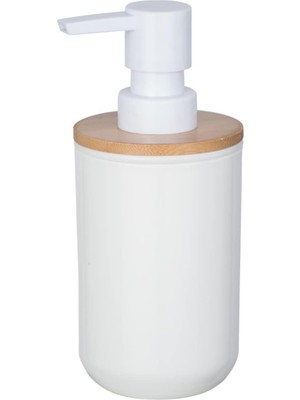Gültekin Wenko Posa Sabunluk, Sıvı Sabun, Losyon Veya Deterjan Için Doldurulabilir Pompalı Dağıtıcı, Sürdürülebilir Bambu Desenli Beyaz Plastik, (G x Y x D): 7 x 16,5 x 8 Cm, Kapasite Yaklaşık 330 ml