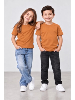 Babito Store %100 Pamuk Unisex Çocuk Bisiklet Yaka Uzun Kollu Basic Badi 2-10 Yaş