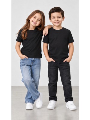 Babito Store %100 Pamuk Unisex Çocuk Bisiklet Yaka Uzun Kollu Basic Badi 2-10 Yaş