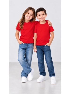 Babito Store %100 Pamuk Unisex Çocuk Bisiklet Yaka Uzun Kollu Basic Badi 2-10 Yaş