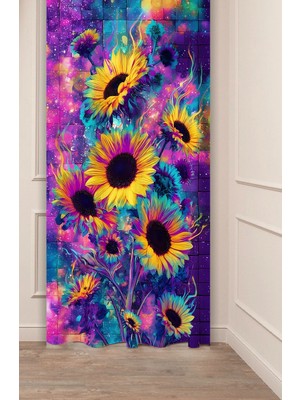 Greendecor Retro Çiçekler ve Kalp Motifli Sanatsal Dijital Baskılı Fon Perde