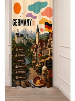 Greendecor Deutschland Germany Desenli Dijital Baskılı Fon Perde