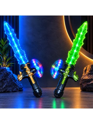 Kuzey Oyuncak 2 Adet 52 cm Yeşil Mavi LED Işıklı Kılıç Renkli Pervaneli Kılıç Işıklı Çubuk Yılbaşı Parti Işıkları