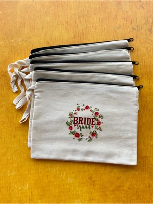 Hepsi Enteresan Büyük Boy "bride Squad" Nedime Çantası, Kına Hediyesi, Düğün Hediyesi (5 Adet)