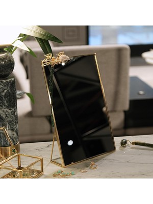Gültekin 30X20CM Pirinç Gold Masaüstü Makyaj Aynası Dekoratif Yapımı