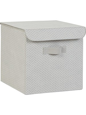Gültekin Ocean Home Textile Gri Balıksırtı Kapaklı Kutu 30 x 30 x 30 cm