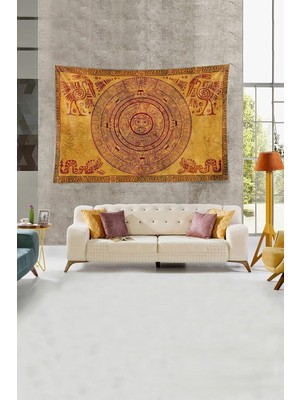 Gültekin Pelangi Antik Mısır Figürlü Leke Tutmaz Kadife Dokulu Kumaş Duvar Örtüsü Duvar Halısı Tapestry, Kahverengi 70 x 100, 85940777010005
