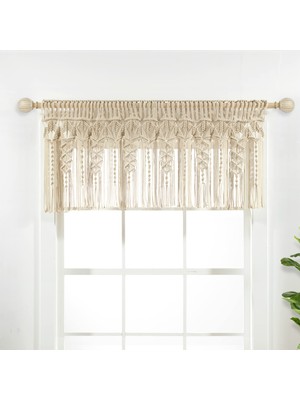 Gültekin Lush Decor Boho Makrame Dokulu Pamuk Saçak/mutfak Perdesi/duvar Dekoru, 50,8 cm U x 127 cm G, Nötr