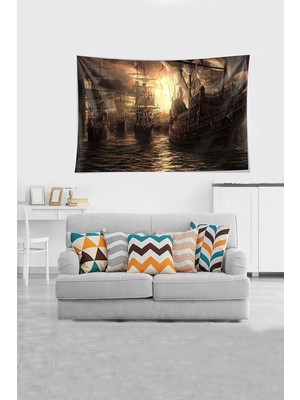 Gültekin Pelangi Çok Renkli Armada Desenli Leke Tutmaz Kadife Kumaş Duvar Örtüsü Duvar Halısı Tapestry YWLL471, 140 x 230