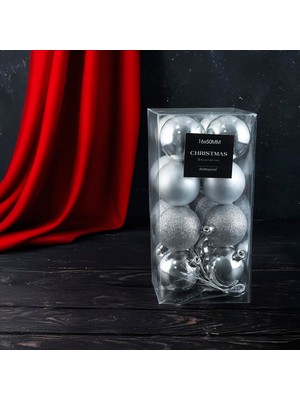 Gültekin Koopman New Year 16 Parça Yılbaşı Topu Silver 50 mm