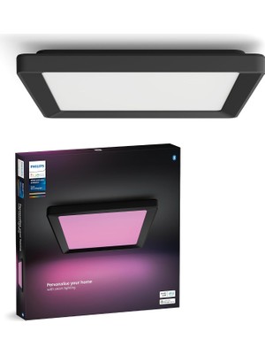 Gültekin Philips Hue Tento Siyah Sıva Üstü Rgb Akıllı LED Panel Tavan Armatürü 30X30CM 1340 Lumen