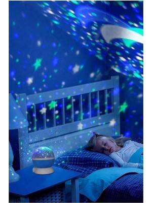 Gültekin Mobee Chermik Mavi Dönen Projeksiyon Gece Lambası Star Master Ay Yıldız LED