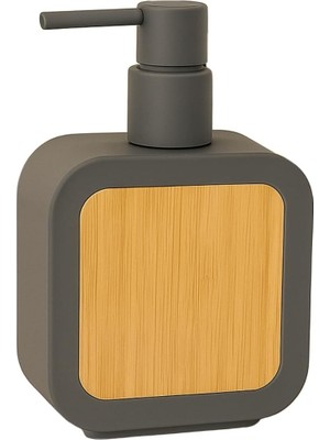 Gültekin Mat Antrasit Sabunluk | Ahşap Desenli Lüks, Ergonomik Tasarım, Ahşap Dispenser
