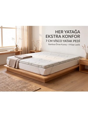 Piar Home 7 cm Bamboo Full Visco Lastikli Uyku Pedi Yatak Şiltesi Lüx Ortopedik Yatak Pedi Tüm Ölçüler