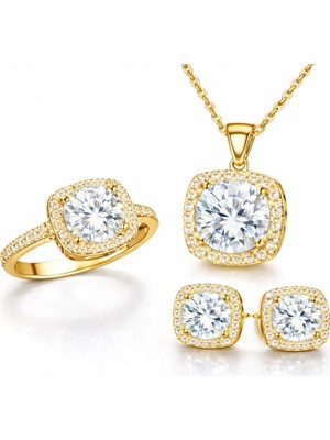 Gümüş Gold Kare Montür Kadın Set