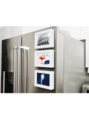 Bezos 3D Baskı 3lü Magnet Fotoğraf Çerçevesi Seti - Buzdolabı Için Mini Resim Çerçevesi, Dekorat