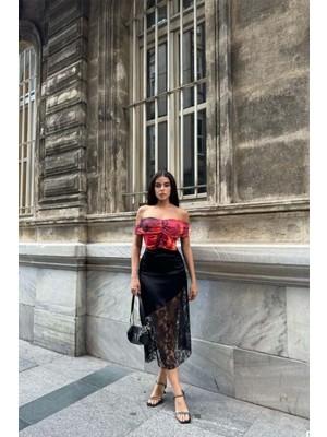 Defy Moda Kadın Modern Kayık Yaka Büzgülü Bluz
