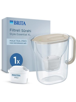 3 Adet Brita Style Essential Xl 1 x Maxtra Pro Filtreli Su Arıtma Sürahisi Kum Beji 3,6 Lt