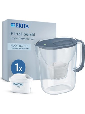 2 Adet Brita Style Essential Xl 1 x Maxtra Pro Filtreli Su Arıtma Sürahisi Taş Mavisi 3,6 Lt