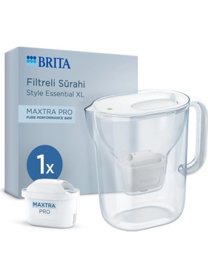 2 Adet Brita Style Essential Xl 1 x Maxtra Pro Filtreli Su Arıtma Sürahisi Beyaz 3,6 Lt