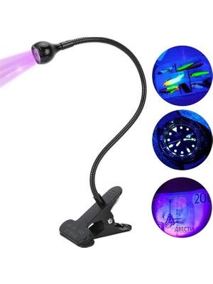 TeknoKapsül Uv Mor Işık Para Kontrol Kontrol - Yapışkan Kurutma Lambası Esnek Masa Lambası 3 Watt