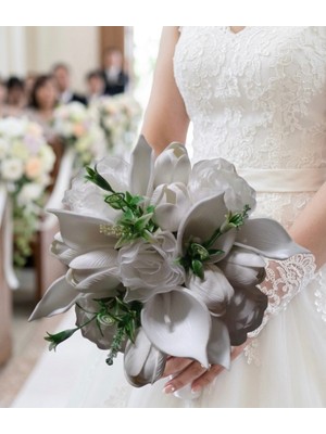 Güven Gelin El Çiçeği Buket Yapay Çiçek Bride To Be Düğün Nikah Merasim Çiçeği Beyaz Renk