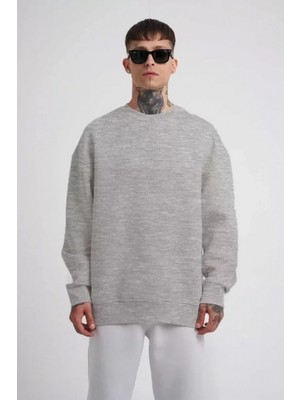 Pileli Store Unisex Biskilet Yaka Üç Iplik Sweatshirt - Gri