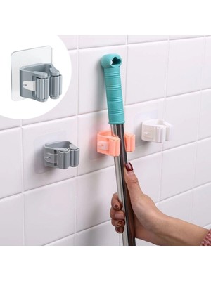 Go İthalat Tekli Duvara Yapışkanlı Mop Tutucu Aparat Sopa Askısı (5477)