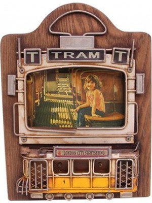 Pileli Store Dekoratif Metal Çerçeve Tramvay Dekorlu Vintage Hediyelik