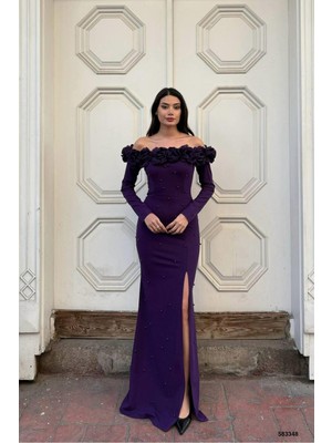 Defy Moda Kadın Minimal Esnek Krep Kumaş Straplez Abiye Elbise