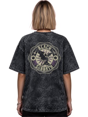 Sevbano Black Sabbath Rock Metal Müzik Grubu Baskılı Unisex Oversize Eskitme Yıkamalı Tişört