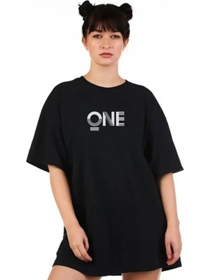 Pileli Store Unisex Baskılı Oversize T-Shirt - Siyah