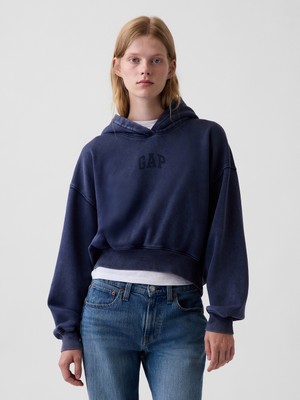 Gap Kadın Lacivert Vintagesoft Crop Logo Sweatshirt