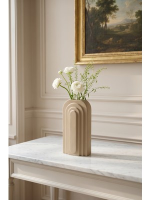 Acar Terra Luxe Iskandinav Vazo Krem - 34 cm
