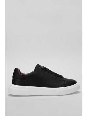 Lufian Tommy Erkek Deri Sneaker Ayakkabı Siyah