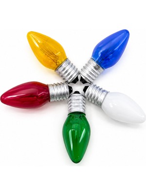 TeknoKapsül 50 Adet Mix Renkli Gece Lambası Ampul E14 - 10W C7 (5643)
