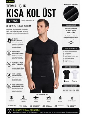 Oıl Company Termal Içlik Üst Kısakol V Yaka Unisex Pp Seamless Iı. Seviye OCP007