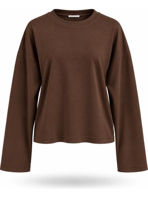 Purple By Banu Kahverengi Basıc Sweatshirt