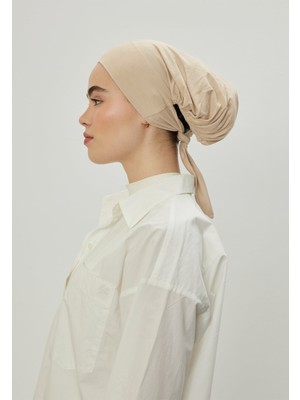 Fresh Scarfs Geniş Hacimli Bağlamalı Bone Bej