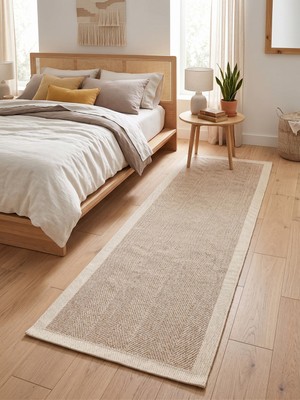 Dekoset Home Sisal Halı- Bej-Krem Hol Koridor Halısı- Kaymaz Taban- Yıkanabilir Kilim Halı Yolluk