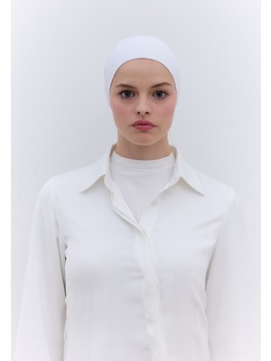 Fresh Scarfs Fileli Dikişsiz Düz Bone Beyaz